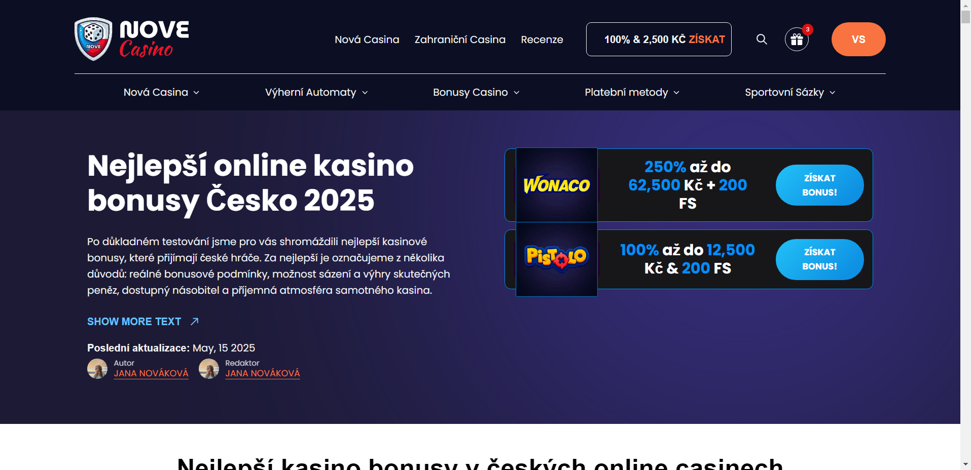 online kasino s bonusem za první vklad